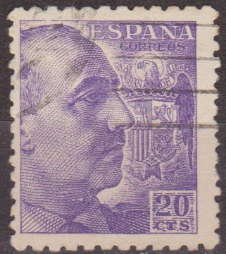 ESPAÑA 1940 922 Sello General Franco 20c. Usado Espana Spain Espagne Spagna Spanje Spanien 